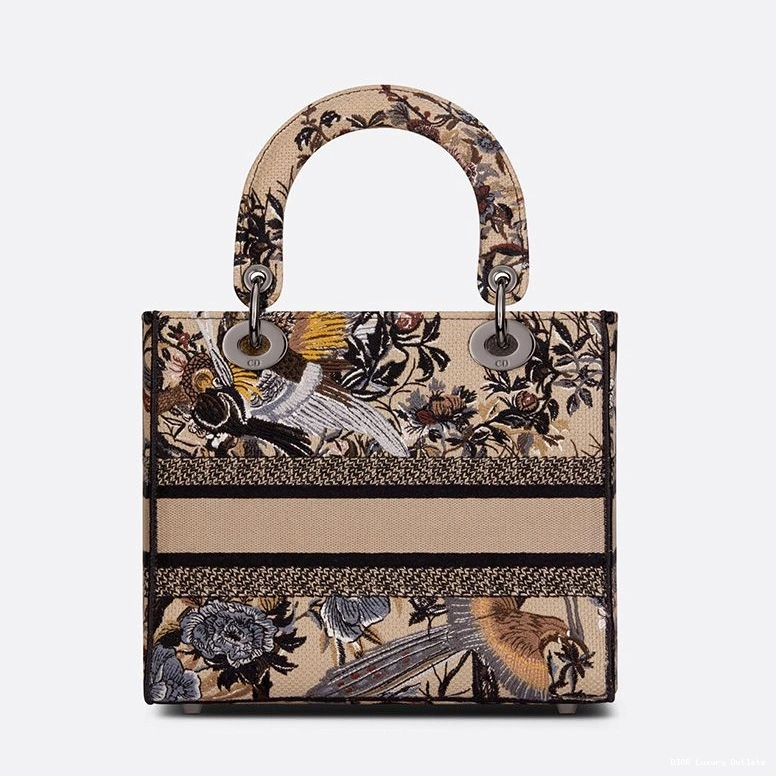 Cheap Motif d'Hiver Jardin Medium Lady Canvas Beige D-lite Bag 0712 Luxury